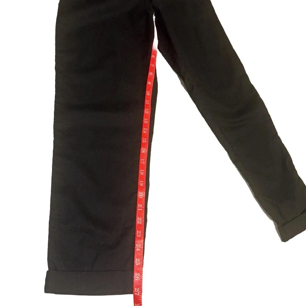 H&M Women's Sz Xs Linen Pants Black Pockets Stretchy Waist Cotton Beachy Natural